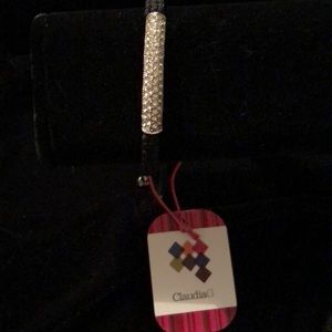 NEW braided adjustable black & rhinestone bracelet